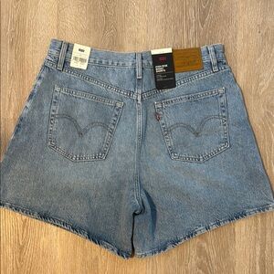 Levi's Blue Jean Shorts High-Waisted Frayed Hem